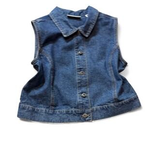 Vintage Cropped Denim Vest, Girls Size L